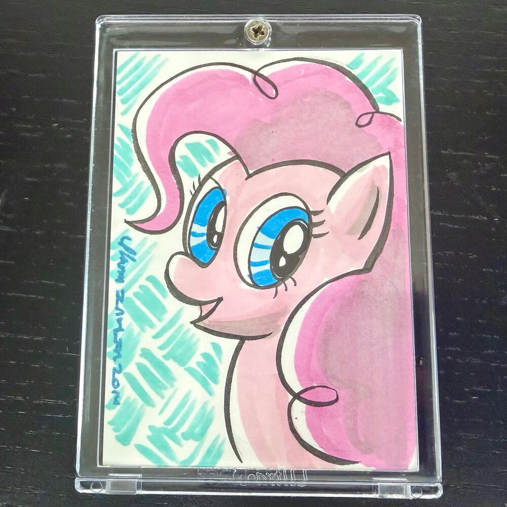 Comic Book Artist Thom Zahler My Little Pony Pinkie Pie Hand Signed Art Card